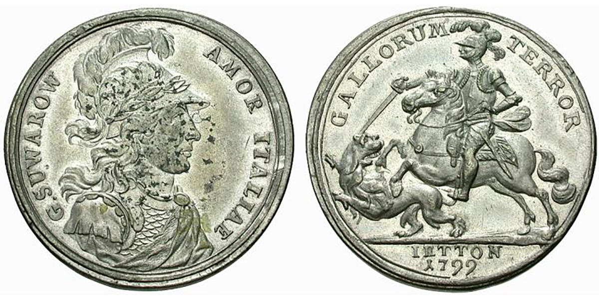 Paul I, 1799 - Jeton Commemorating Alexander Suvorov’s Italian Campaign, Type 1