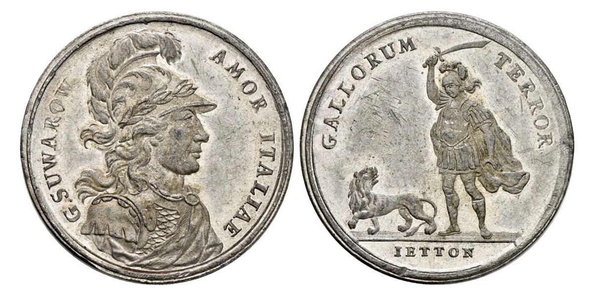 Paul I, 1799 - Jeton Commemorating Alexander Suvorov’s Italian Campaign, Type 2