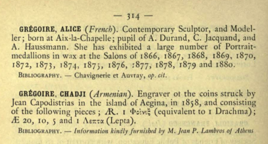 Forrer Leonard - 1902 - Biographical Dictionary of Medallists p. 314 Gregoire Chadji