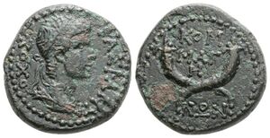 Antiochus IV &amp; Iotape - Early Series: 38-40 and 41-54 AD or later - AE 2 chalkoi - Cornucopia