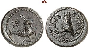 Antiochus IV &amp; Iotape - Early Series: 38-40 and 41-54 AD or later - AE 2 chalkoi - Capricorn / Tiara